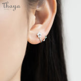 Cherry Silver Flower Round Cuff Earrings Fine Jewelry