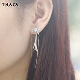 Animal Dangle Earrings Silver Needles Opal Party Jewelry