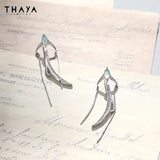 Animal Dangle Earrings Silver Needles Opal Party Jewelry