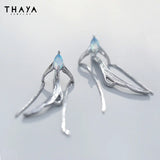 Animal Dangle Earrings Silver Needles Opal Party Jewelry
