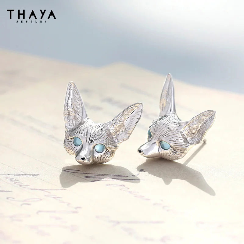 Fox Stud Earrings Silver Needle Party Fine Jewelry