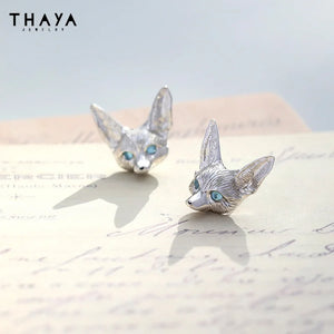 Fox Stud Earrings Silver Needle Party Fine Jewelry