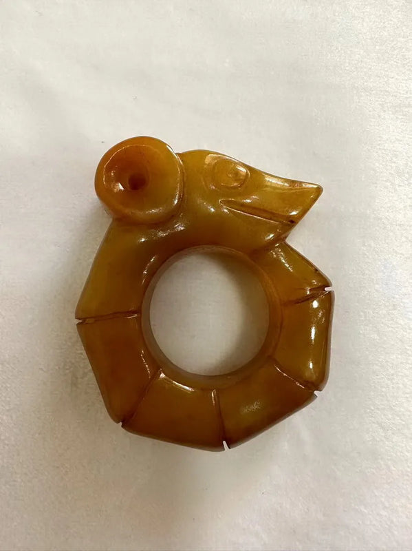 Ancient Chinese Hetian Jade Dragon Statue Hand Carved Hongshan Culture