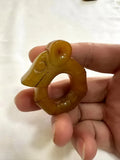 Ancient Chinese Hetian Jade Dragon Statue Hand Carved Hongshan Culture