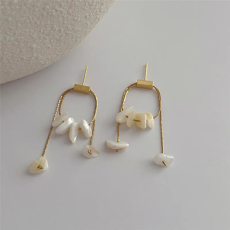 Baroque Pearl Pendant Earrings European American Style