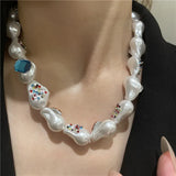 Baroque Pearl Crystal Necklace Chain Clavicle Accessory