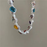 Baroque Pearl Crystal Necklace Chain Clavicle Accessory