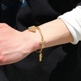 Bling King CZ Initial Letter Bracelet Gift Unisex Punk Jewelry