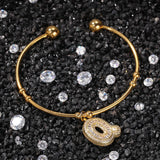 Bling King CZ Initial Letter Bracelet Gift Unisex Punk Jewelry