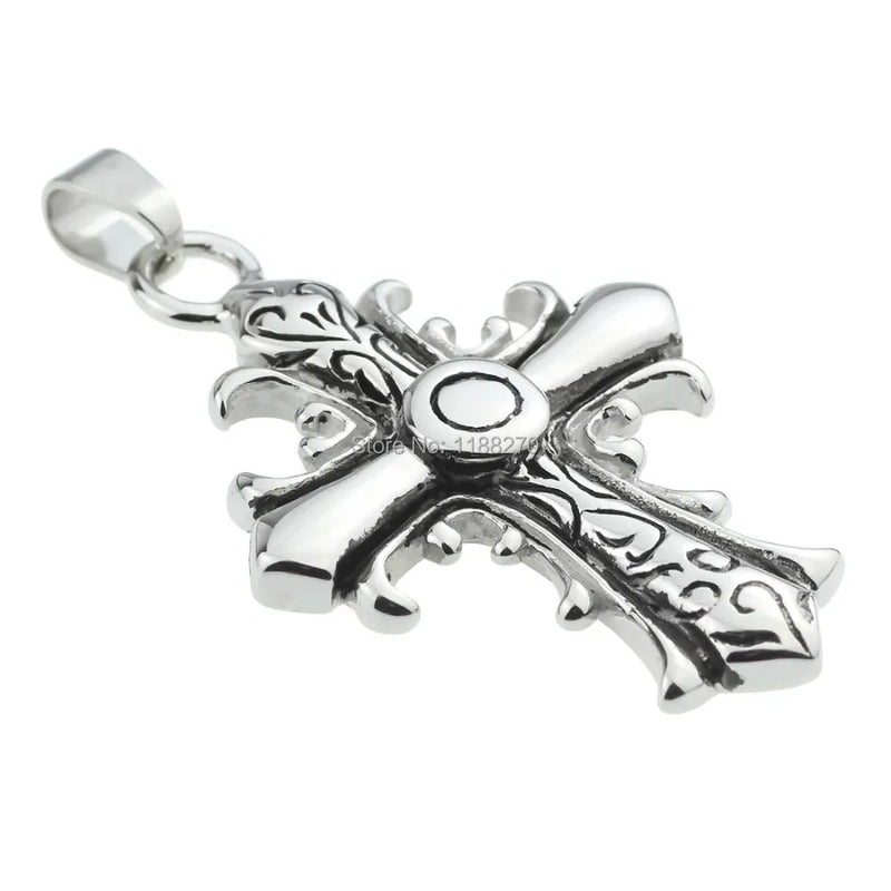Christian Cross Stainless Steel Pendant Charm Necklace Men Women
