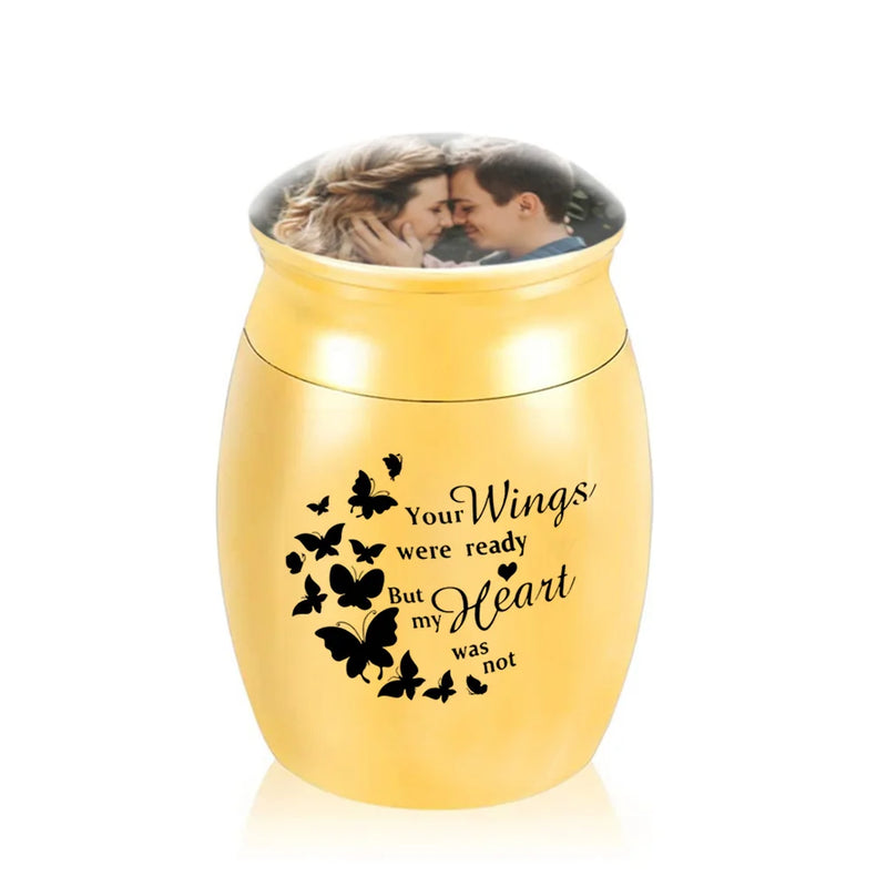 Aluminum Alloy Pet Cremation Urn-Your Wings Were Ready But My Heart Was Not