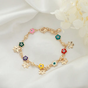 Evil Eye Link Bracelet, Gold Plated Chain for Women Jewelry