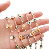 Evil Eye Link Bracelet, Gold Plated Chain for Women Jewelry