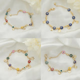 Evil Eye Link Bracelet, Gold Plated Chain for Women Jewelry