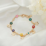Evil Eye Link Bracelet, Gold Plated Chain for Women Jewelry