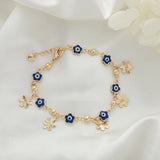 Evil Eye Link Bracelet, Gold Plated Chain for Women Jewelry