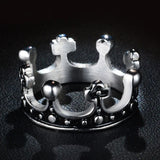 Men's Titanium Steel King Crown Ring Vintage Never Fade Rust Big Size 7-12