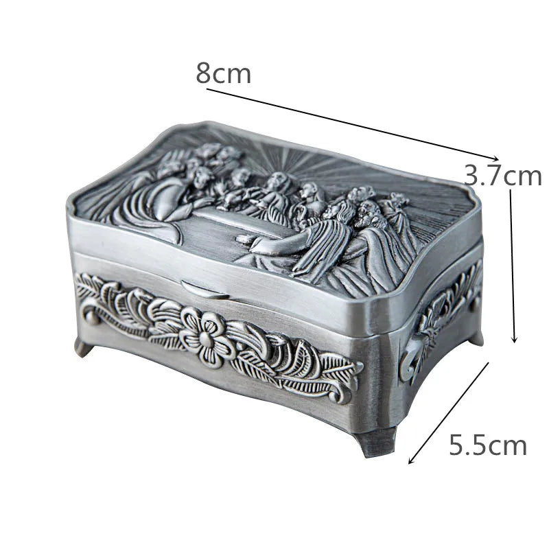 Last Supper Jewelry Ring Storage Organizer Metal Earrings Necklace Case