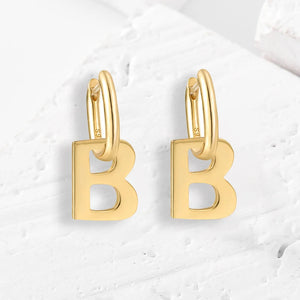 925 Silver Letter B Pendant Geometry Hoops Earrings