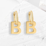 925 Silver Letter B Pendant Geometry Hoops Earrings