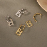 925 Silver Letter B Pendant Geometry Hoops Earrings