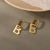 925 Silver Letter B Pendant Geometry Hoops Earrings