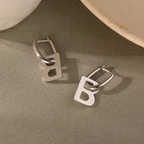 925 Silver Letter B Pendant Geometry Hoops Earrings