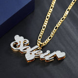 Women's Double Plated Name Necklace - Personalized Stainless Steel Heart Jewelry