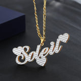 Women's Double Plated Name Necklace - Personalized Stainless Steel Heart Jewelry