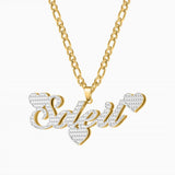 Women's Double Plated Name Necklace - Personalized Stainless Steel Heart Jewelry