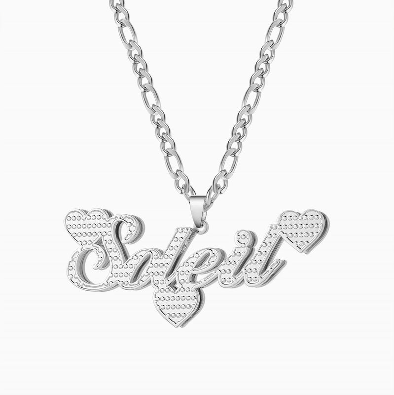 Women's Double Plated Name Necklace - Personalized Stainless Steel Heart Jewelry