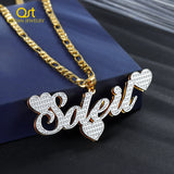 Women's Double Plated Name Necklace - Personalized Stainless Steel Heart Jewelry