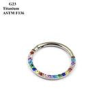 G23 Titanium Nose Ring Inlaid Coloured Zircon Cartilage Piercing
