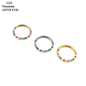 G23 Titanium Nose Ring Inlaid Coloured Zircon Cartilage Piercing
