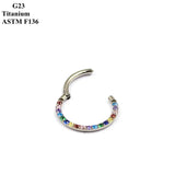 G23 Titanium Nose Ring Inlaid Coloured Zircon Cartilage Piercing