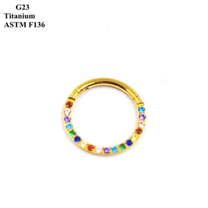 G23 Titanium Nose Ring Inlaid Coloured Zircon Cartilage Piercing