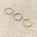 G23 Titanium Nose Ring Inlaid Coloured Zircon Cartilage Piercing