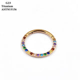 G23 Titanium Nose Ring Inlaid Coloured Zircon Cartilage Piercing