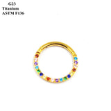 G23 Titanium Nose Ring Inlaid Coloured Zircon Cartilage Piercing