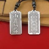 Chinese Amitabha Pendant- Decorative Silver Necklace Amulet