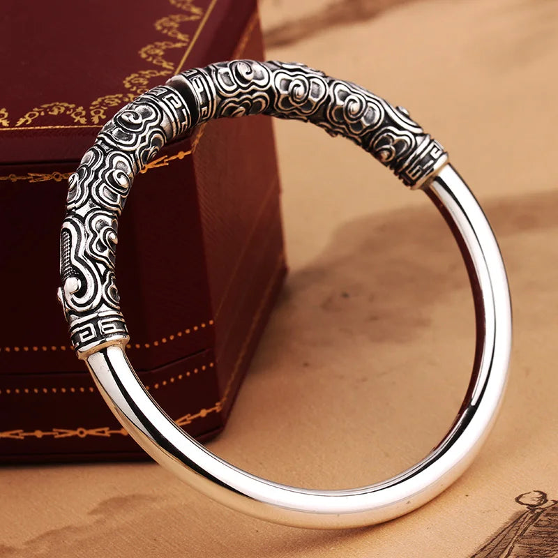 Golden Hoop Bracelet Men's Retro Monkey King Silver Bracelet