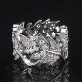 Vine Leaves Ladies Studded Zircon Rings