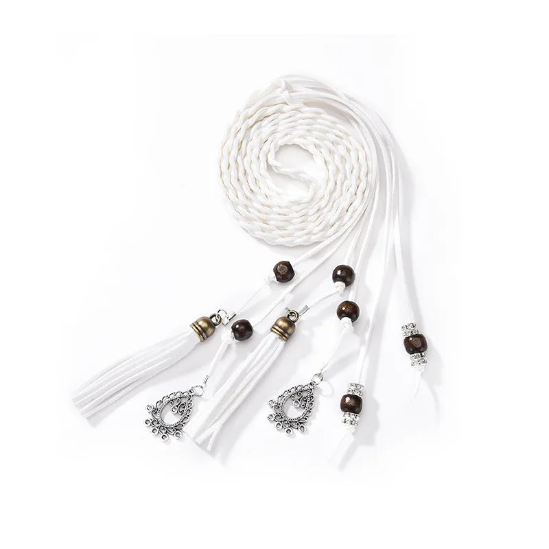 Hand-woven Belt for Women Tassel Pendant Knotted Waist Chain