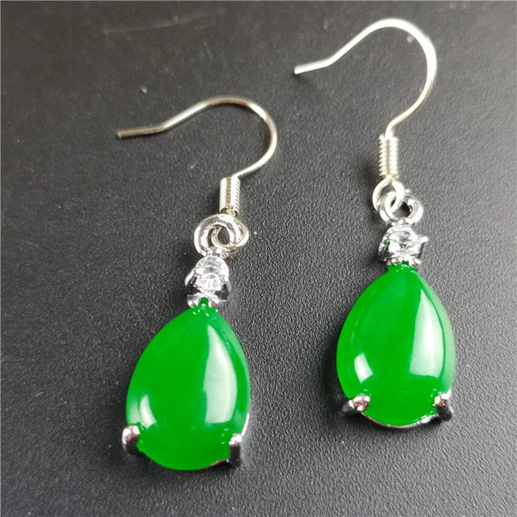 Green Ma Laiyu Emerald Drop Egg Earrings