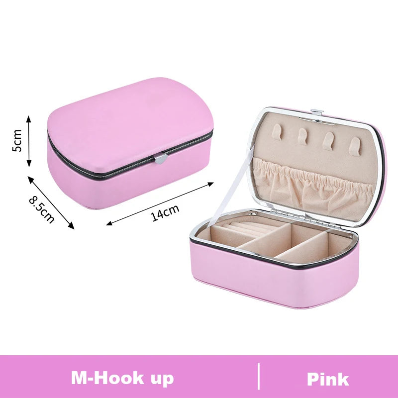 PU Leather Travel Jewelry Box Organizer with Hook or Mirror