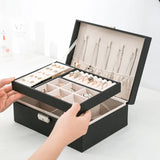 Double Layers Earrings Box Leather Jewelry Cases