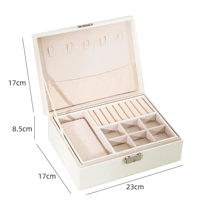 Double Layers Earrings Box Leather Jewelry Cases
