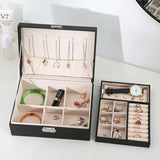 Double Layers Earrings Box Leather Jewelry Cases