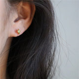 Green Zircon Horse Eye Earrings, Sterling Silver Plated, Small Fresh Design