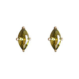 Green Zircon Horse Eye Earrings, Sterling Silver Plated, Small Fresh Design